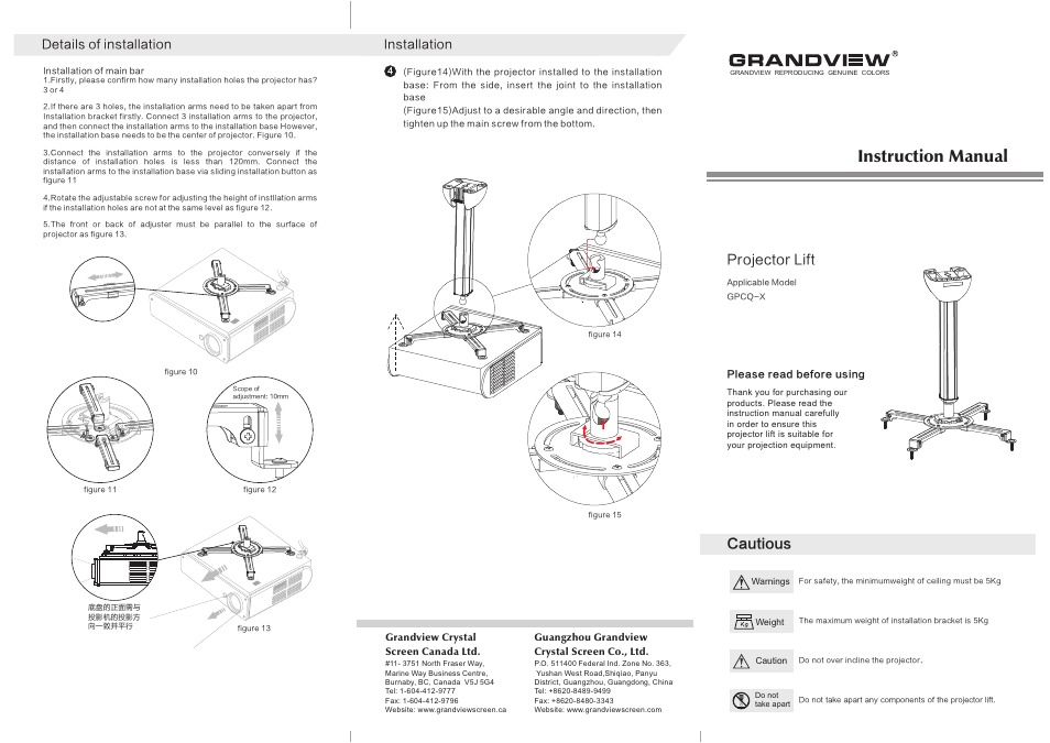 Grandview GPCQ-X User Manual | 2 pages