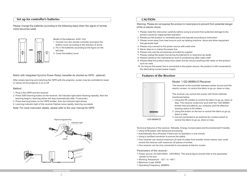 Grandview 1GD-868MnIII(RF Remote Controller) User Manual | Page 3 / 4