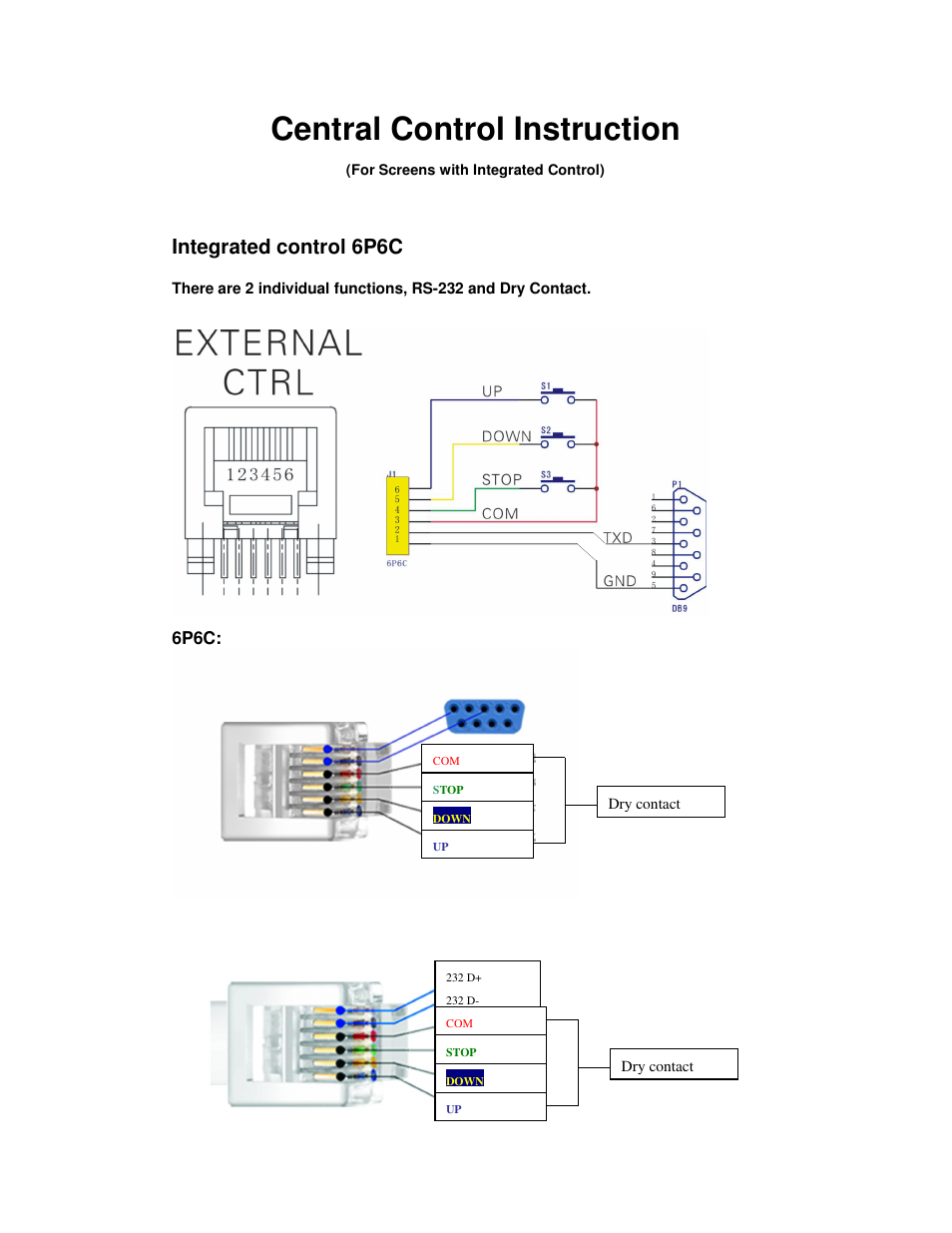 Grandview Integrated Control  RS232 User Manual | 2 pages