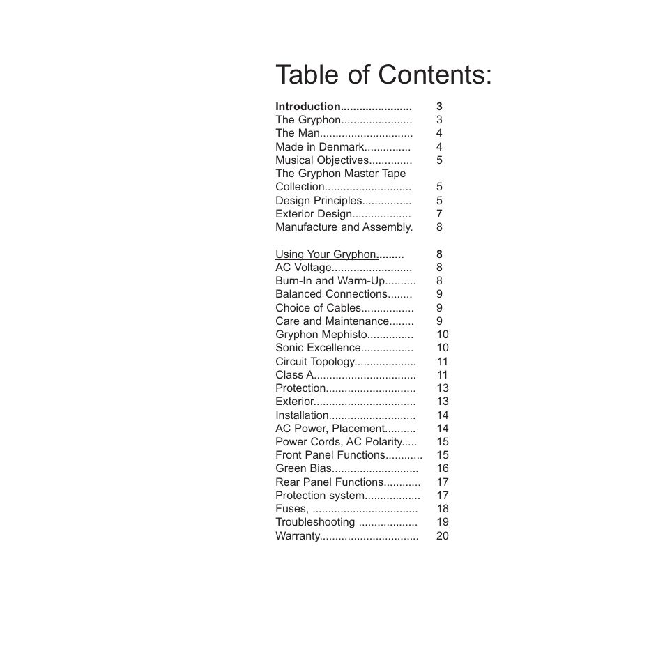 Gryphon Mephisto Solo User Manual | Page 2 / 20