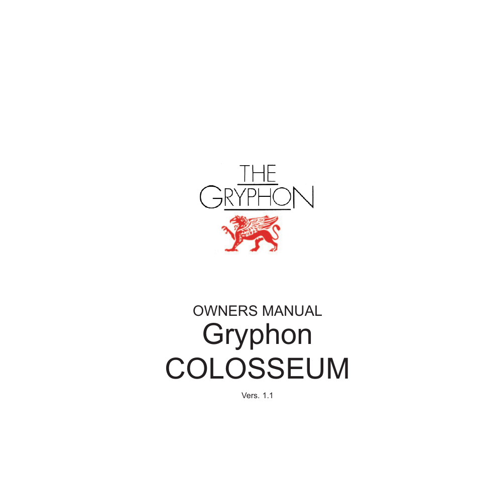 Gryphon Colosseum User Manual | 20 pages