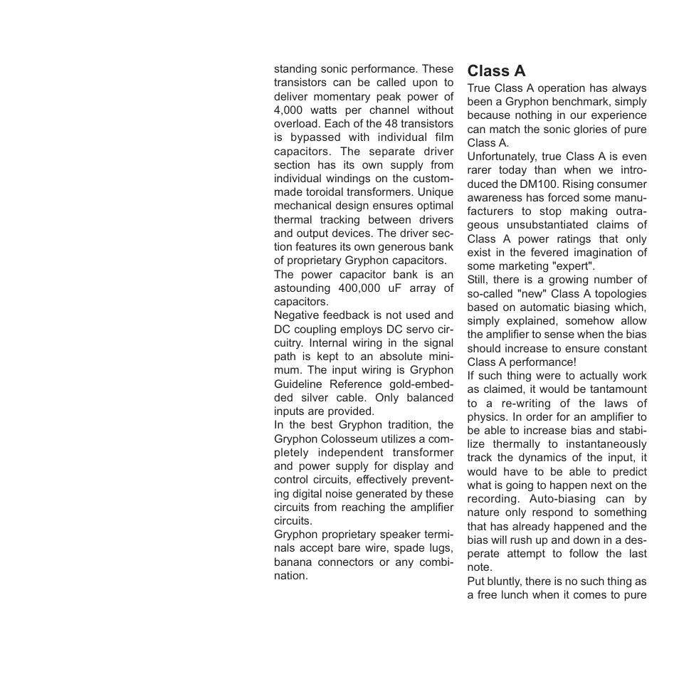 Class a | Gryphon Colosseum User Manual | Page 12 / 20
