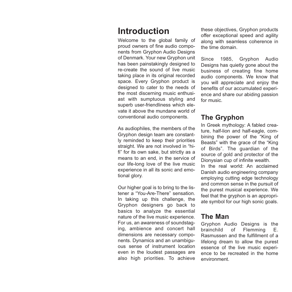 Introduction, The gryphon, The man | Gryphon Colosseum User Manual | Page 2 / 20