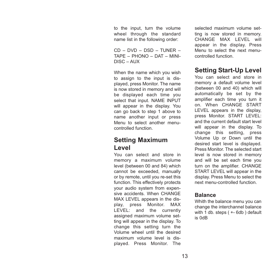 Setting maximum level, Setting start-up level | Gryphon Pandora User Manual | Page 13 / 17