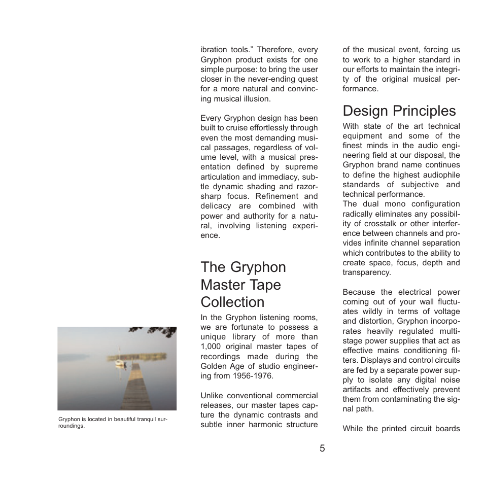 The gryphon master tape collection, Design principles | Gryphon Mirage User Manual | Page 5 / 18