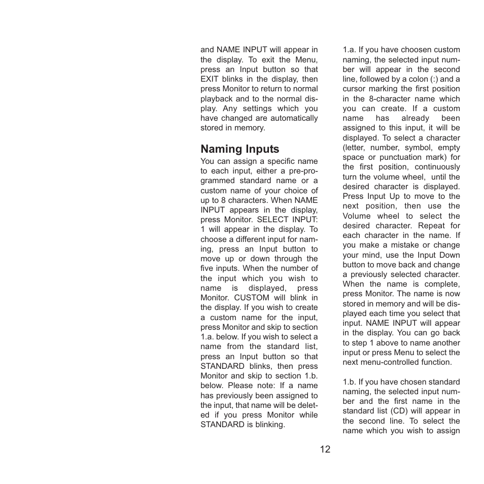 Naming inputs | Gryphon Athena User Manual | Page 12 / 17