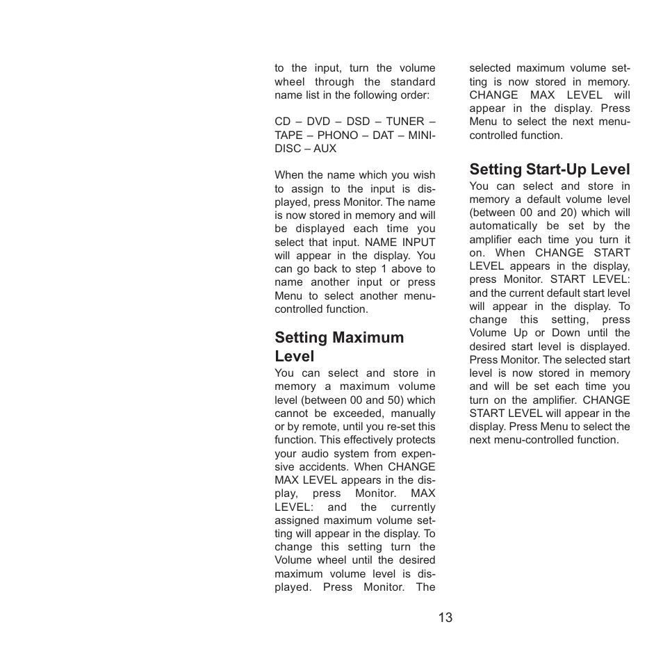 Setting maximum level, Setting start-up level | Gryphon Athena User Manual | Page 13 / 17