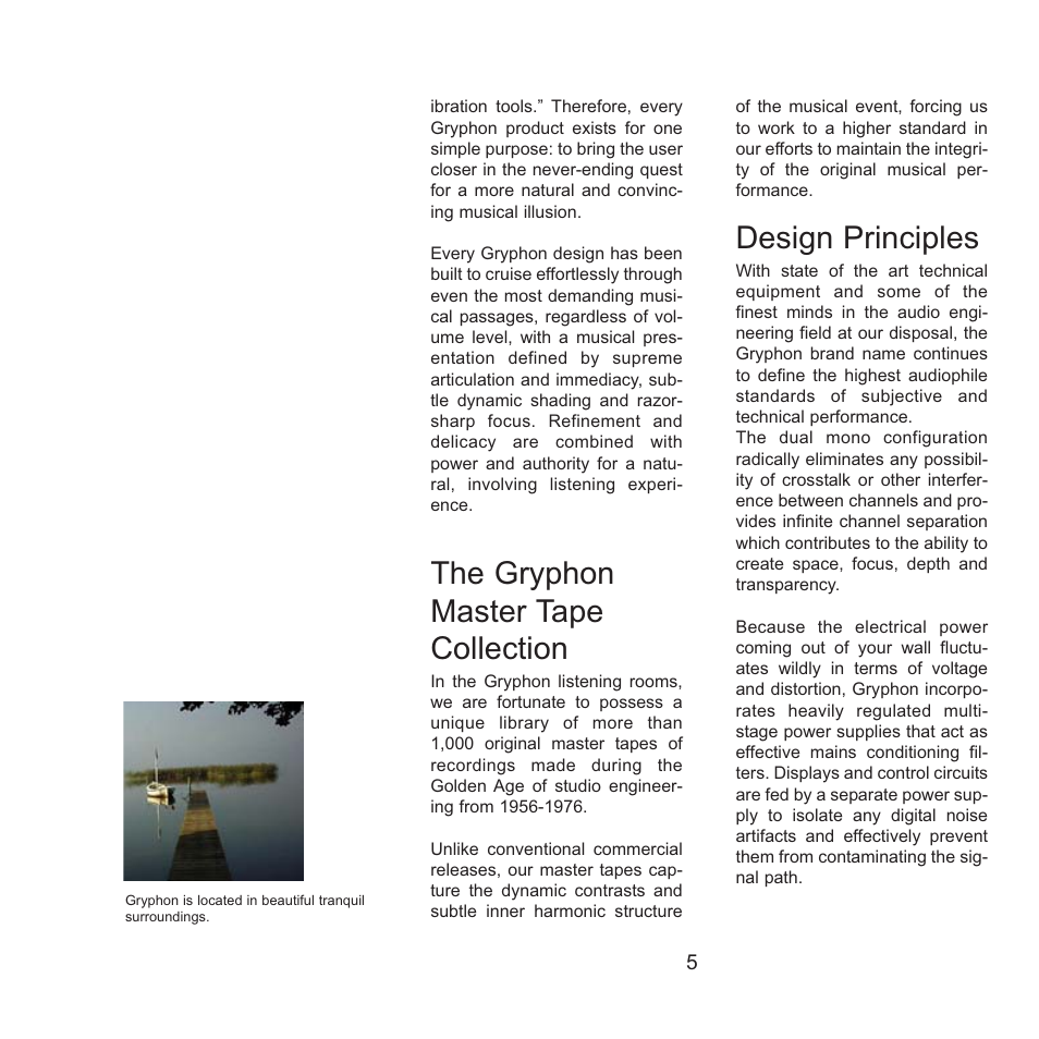 The gryphon master tape collection, Design principles | Gryphon Athena User Manual | Page 5 / 17