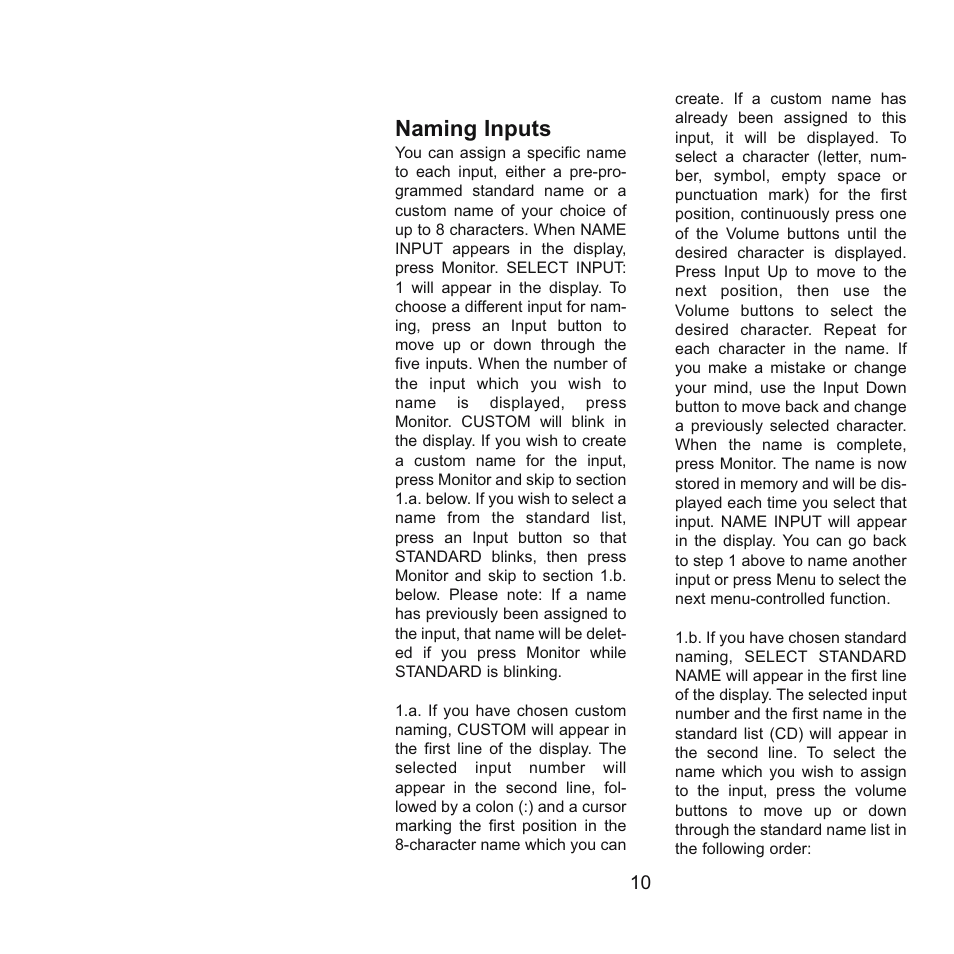 Naming inputs | Gryphon Atilla User Manual | Page 10 / 18