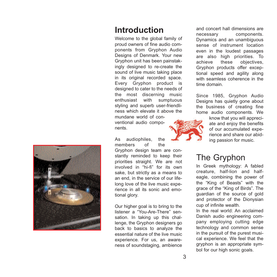 Introduction, The gryphon | Gryphon Mikado Signature User Manual | Page 3 / 12