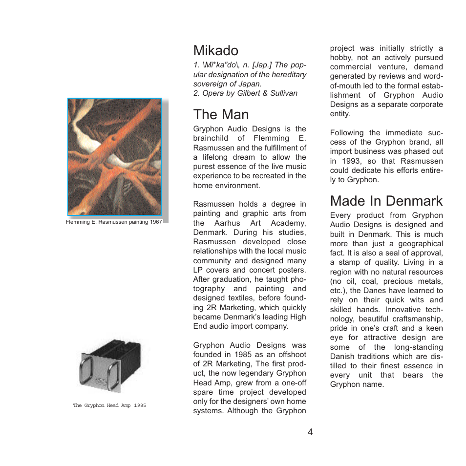 Mikado, The man, Made in denmark | Gryphon Mikado Signature User Manual | Page 4 / 12