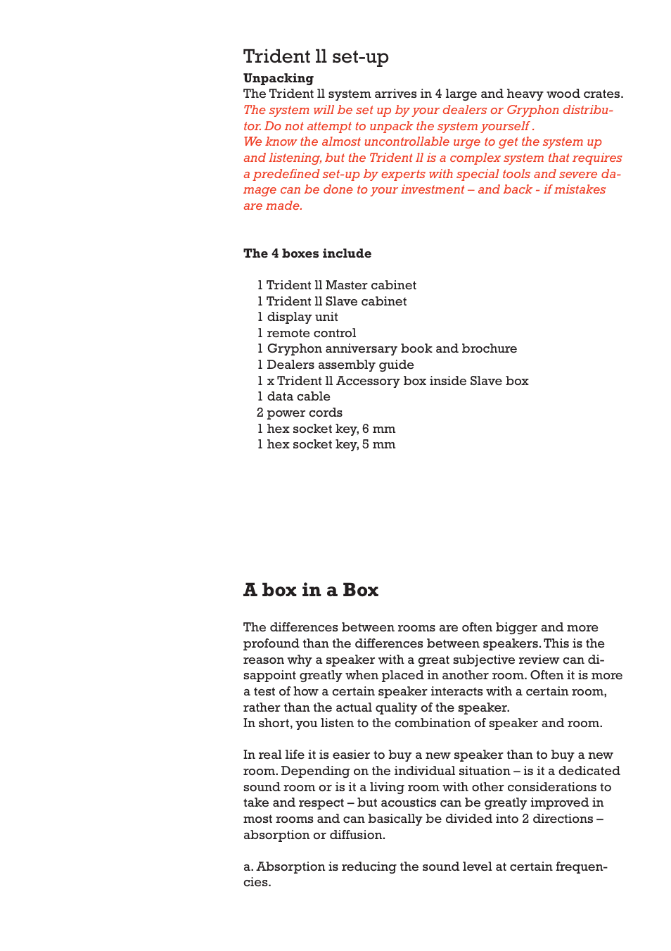 Trident ll set-up, A box in a box | Gryphon Trident II User Manual | Page 12 / 21