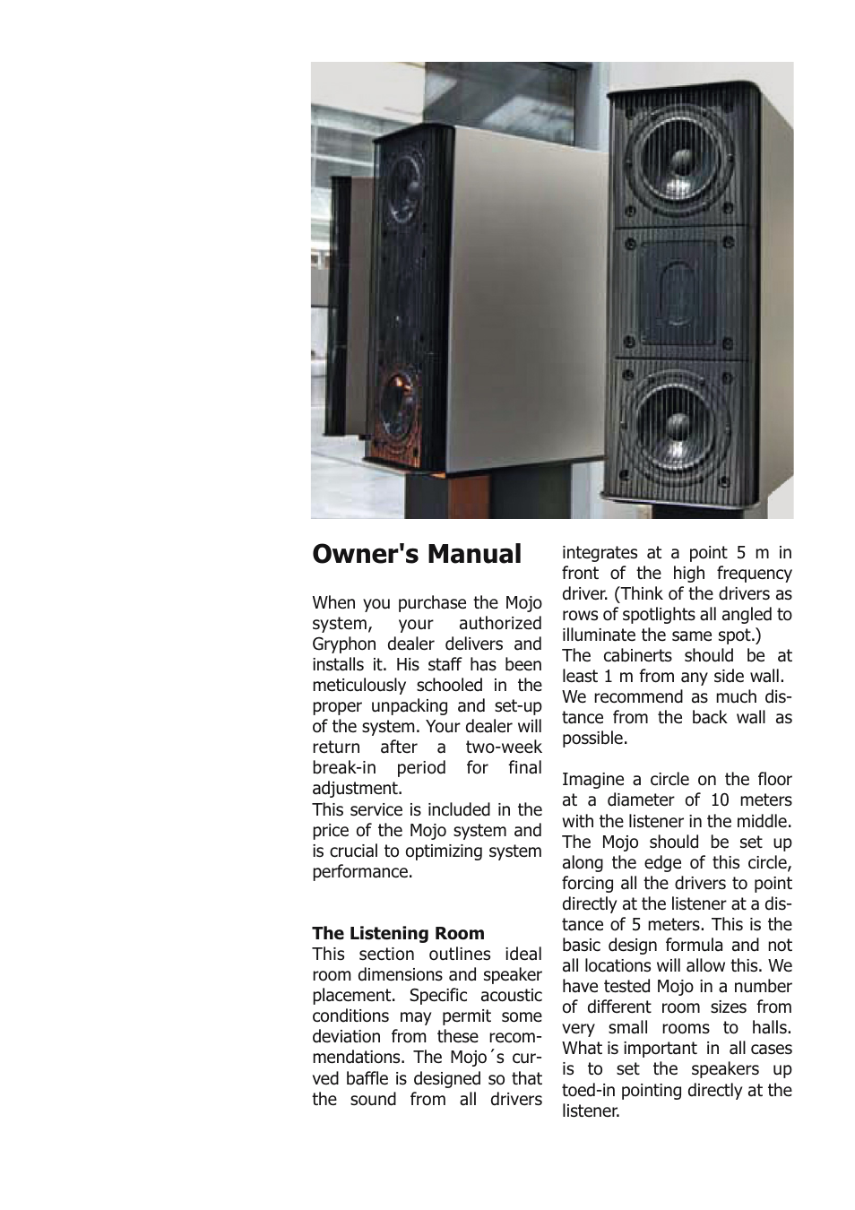 Owner's manual | Gryphon Mojo User Manual | Page 10 / 15