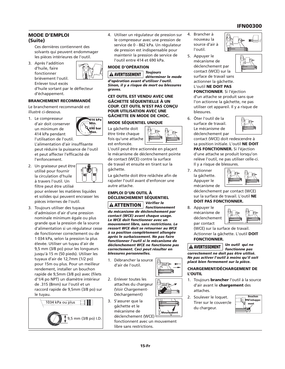 Mode d’emploi (suite) | Campbell Hausfeld IFN00300 User Manual | Page 15 / 32