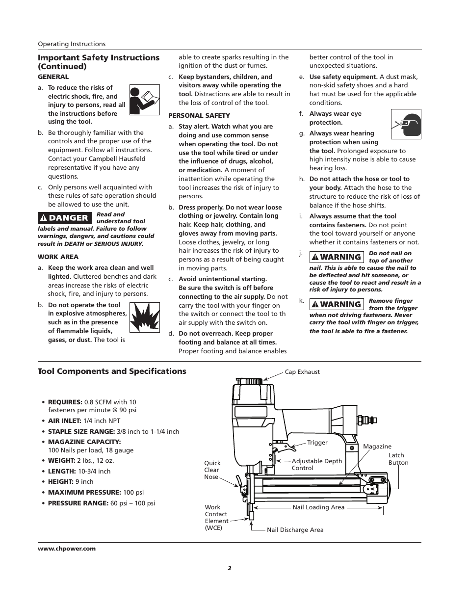 Campbell Hausfeld IFN00300 User Manual | Page 2 / 32