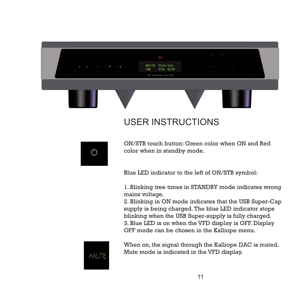 User instructions | Gryphon Kalliope User Manual | Page 11 / 18