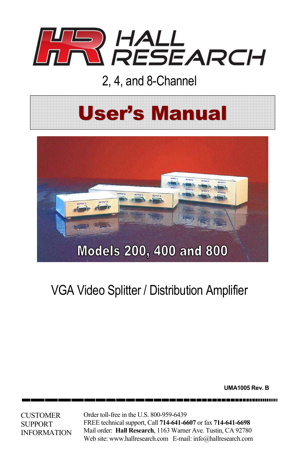 Hall Research 400 User Manual | 4 pages