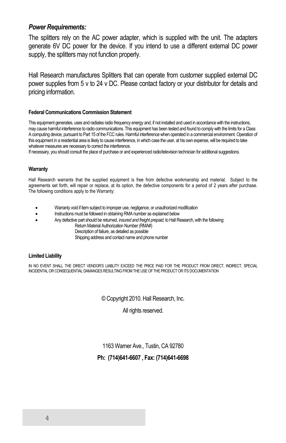 Hall Research 400 User Manual | Page 4 / 4