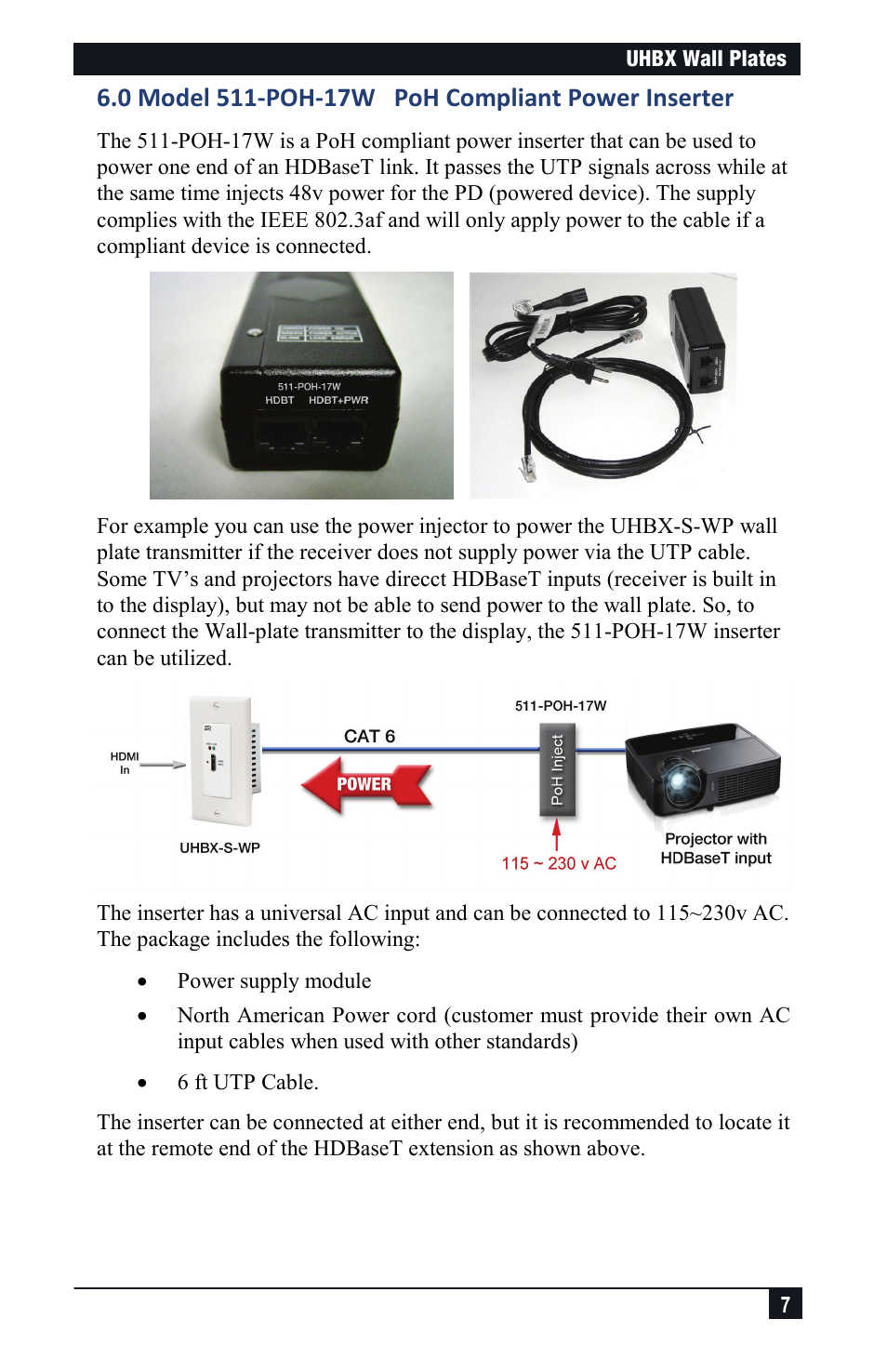 0 model 511-poh-17w poh compliant power inserter | Hall Research UHCOM-WP User Manual | Page 7 / 12