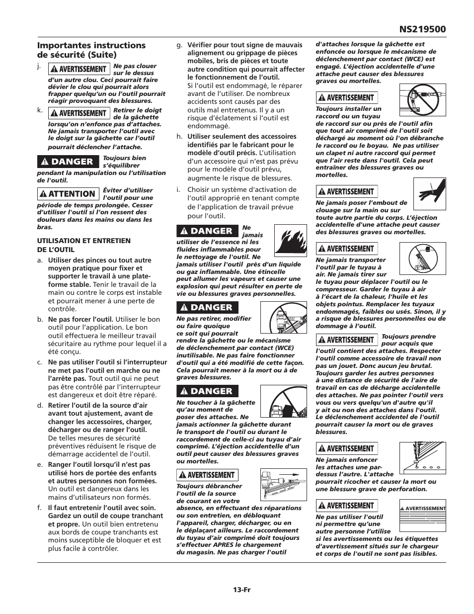 Importantes instructions de sécurité (suite) | Campbell Hausfeld IN715703AV User Manual | Page 13 / 32