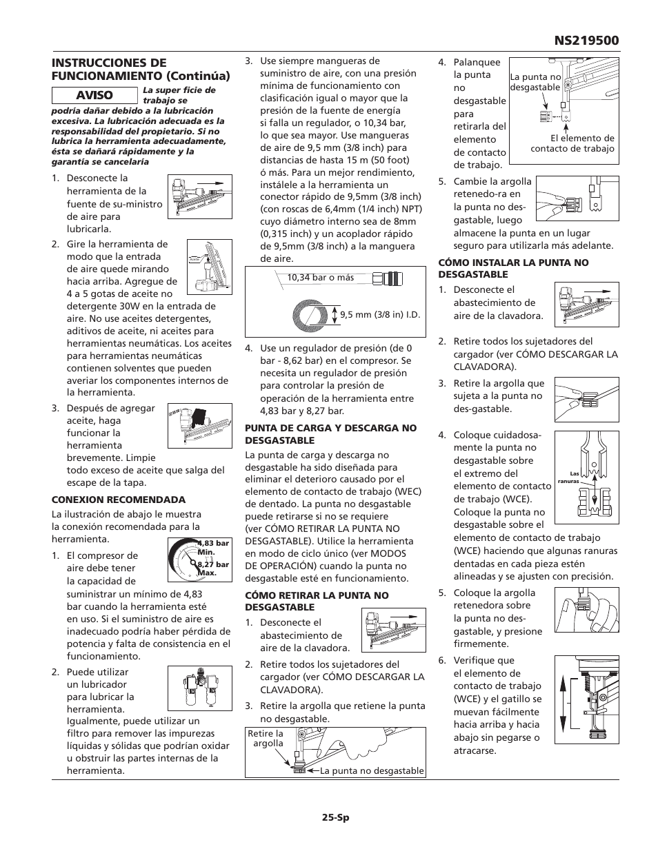 Instrucciones de funcionamiento (continúa) | Campbell Hausfeld IN715703AV User Manual | Page 25 / 32
