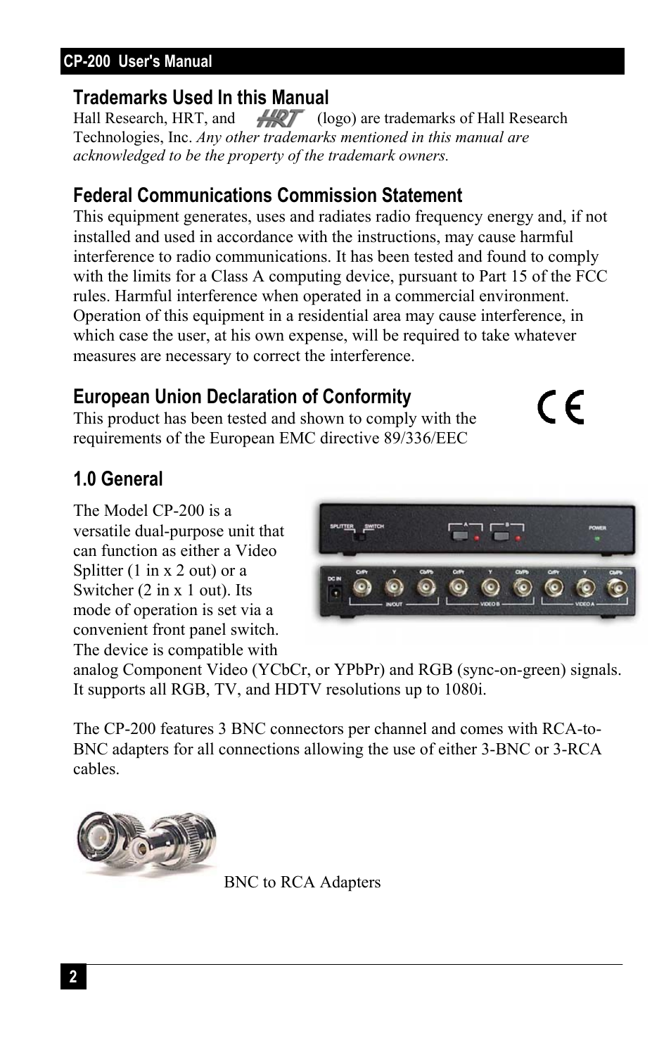 Hall Research CP200 User Manual | Page 2 / 4