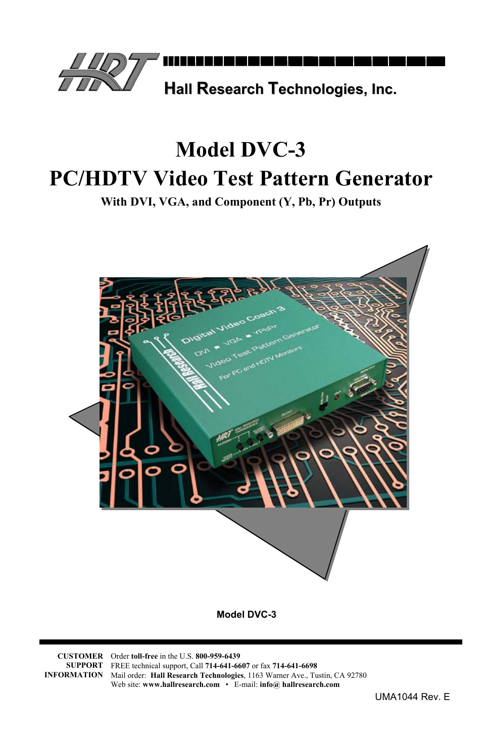 Hall Research DVC-3 User Manual | 16 pages