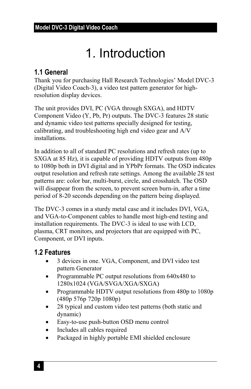 Introduction | Hall Research DVC-3 User Manual | Page 6 / 16