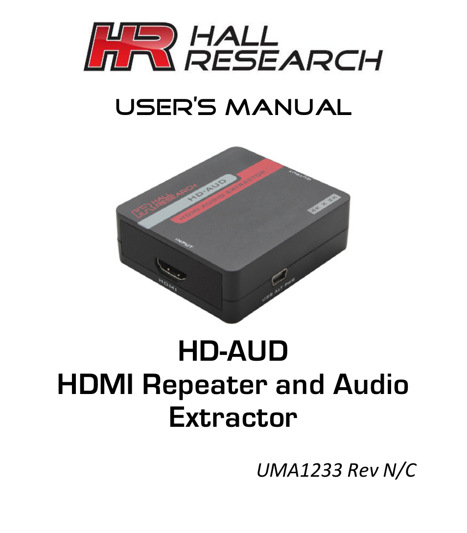 Hall Research HD-AUD User Manual | 5 pages