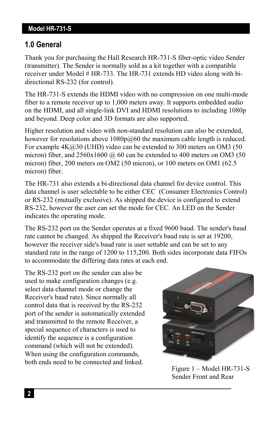 0 general | Hall Research HR-731-S User Manual | Page 4 / 13