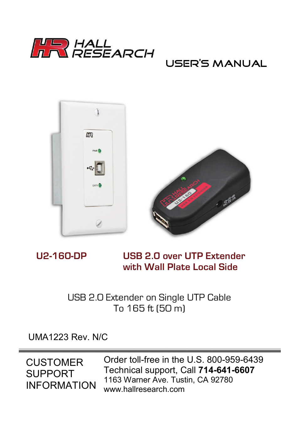 Hall Research U2-160-DP User Manual | 8 pages