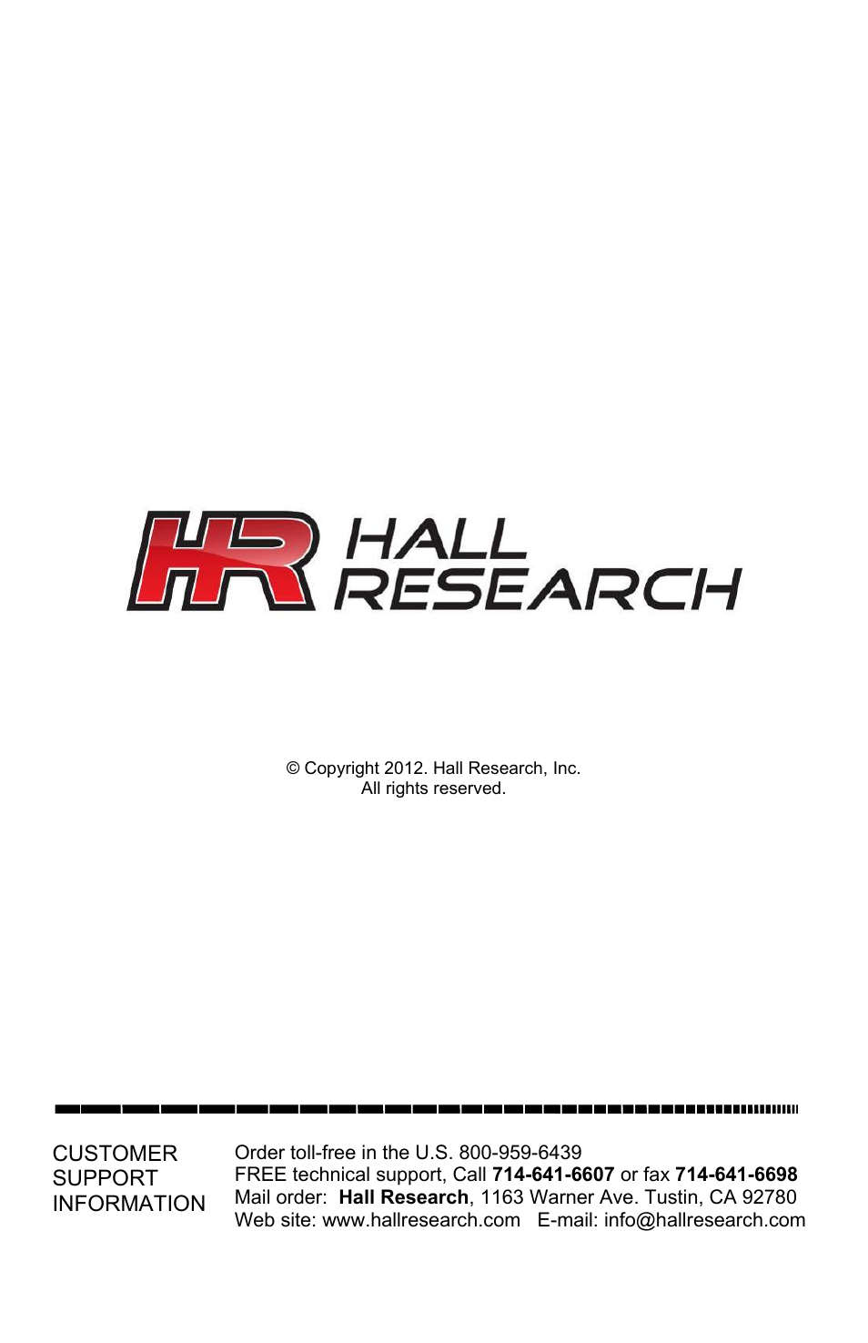 Hall Research UH-1BTX-S User Manual | Page 12 / 12