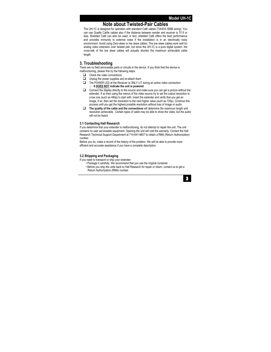 Hall Research UH-1C User Manual | Page 5 / 8