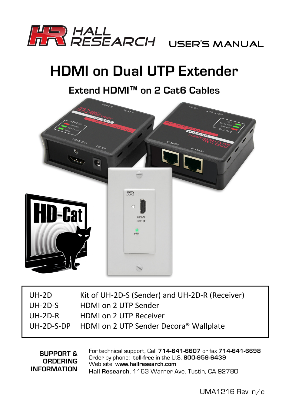 Hall Research UH-2D-S-DP User Manual | 8 pages