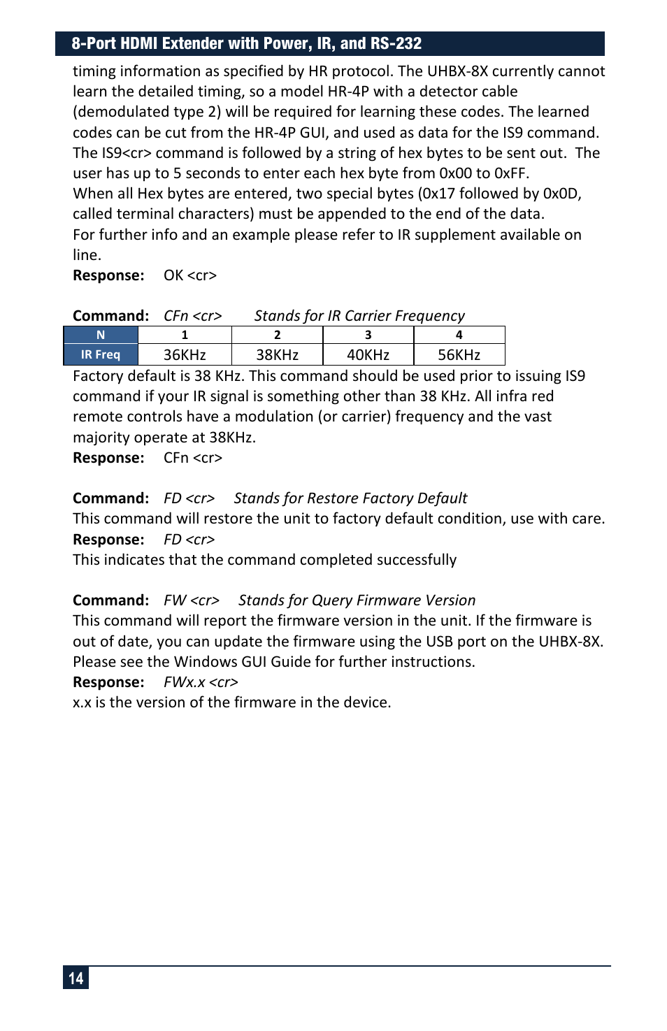 Hall Research UHBX-8X User Manual | Page 14 / 20
