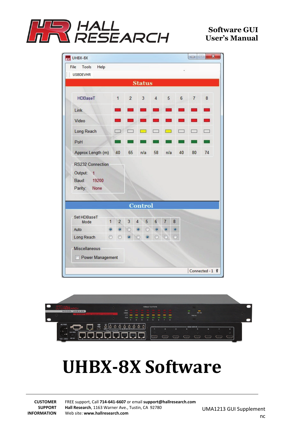 Hall Research UHBX-8X User Manual | 8 pages