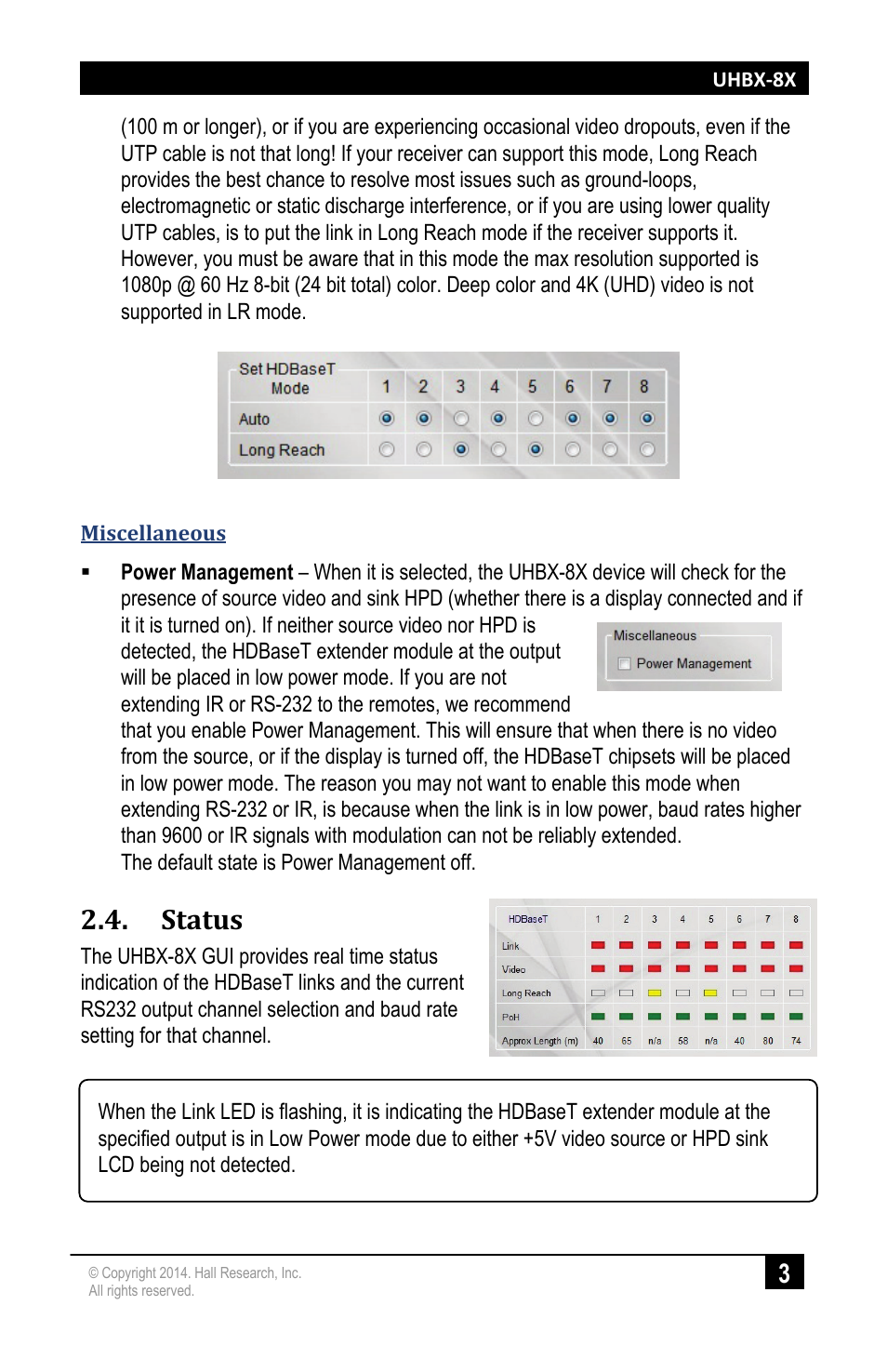 Status | Hall Research UHBX-8X User Manual | Page 5 / 8