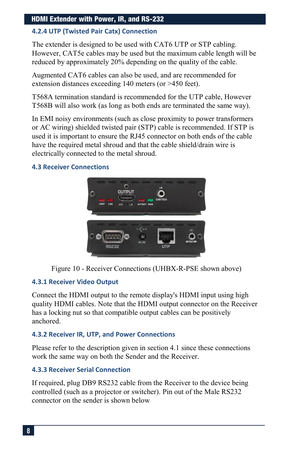 3 receiver connections | Hall Research UHBX-S-PSE User Manual | Page 8 / 12