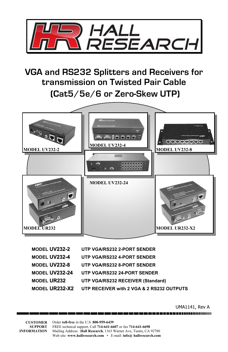 Hall Research UV232-8 User Manual | 16 pages