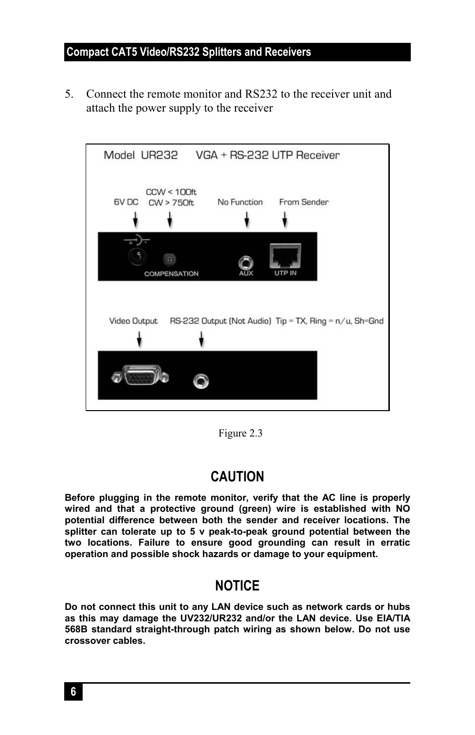 Caution, Notice | Hall Research UV232-8 User Manual | Page 8 / 16