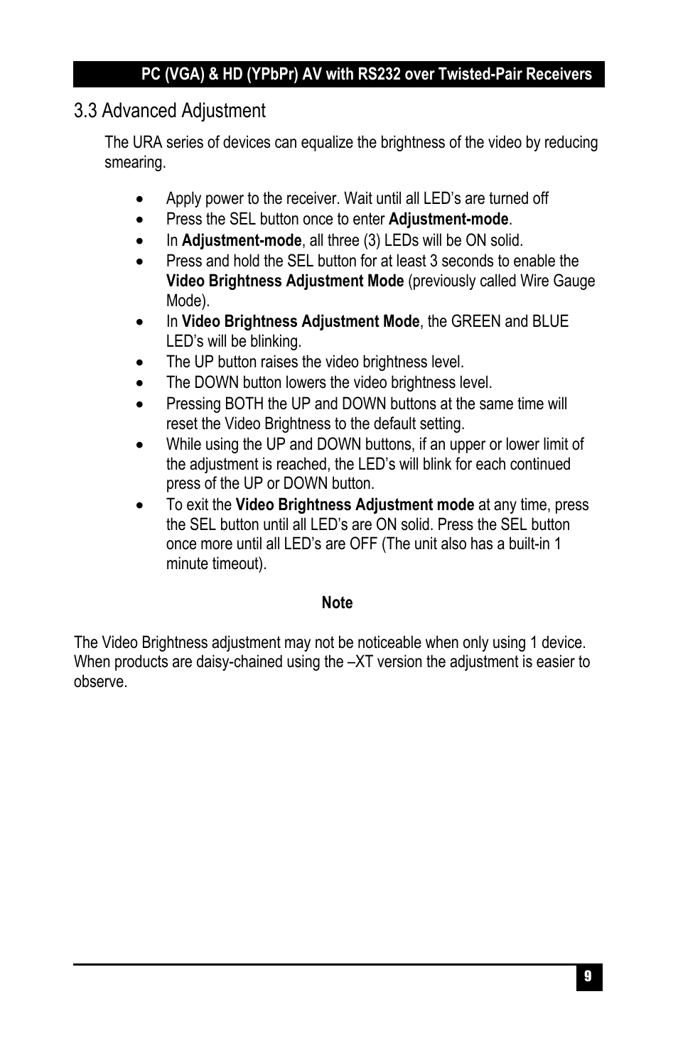 3 advanced adjustment | Hall Research URA-232-XT User Manual | Page 11 / 32