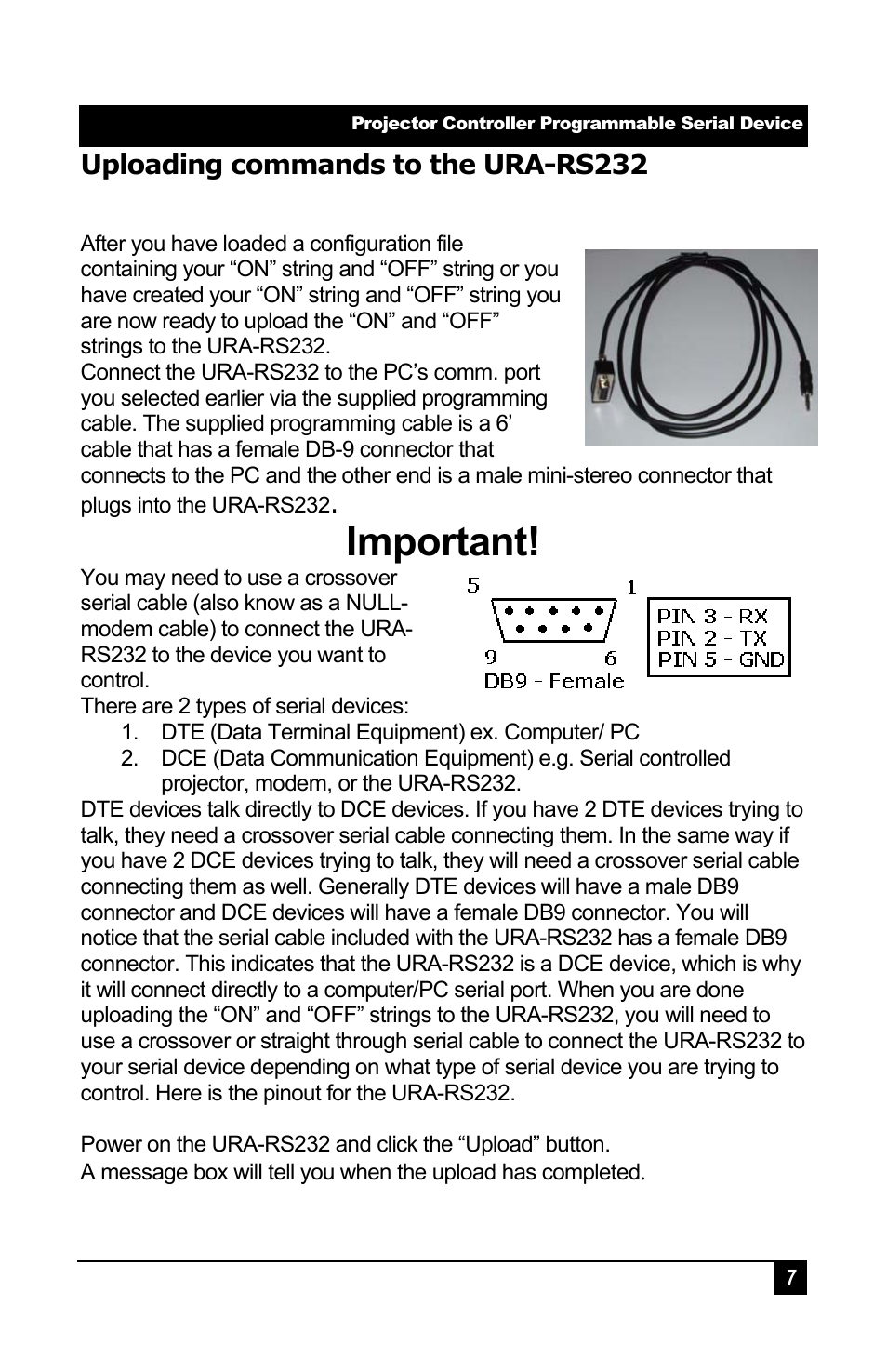 Important | Hall Research URA-RS232-C User Manual | Page 7 / 12