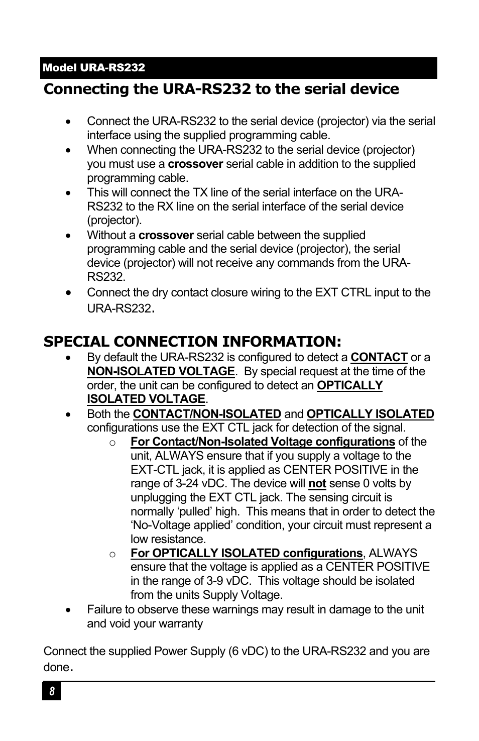 Hall Research URA-RS232-C User Manual | Page 8 / 12