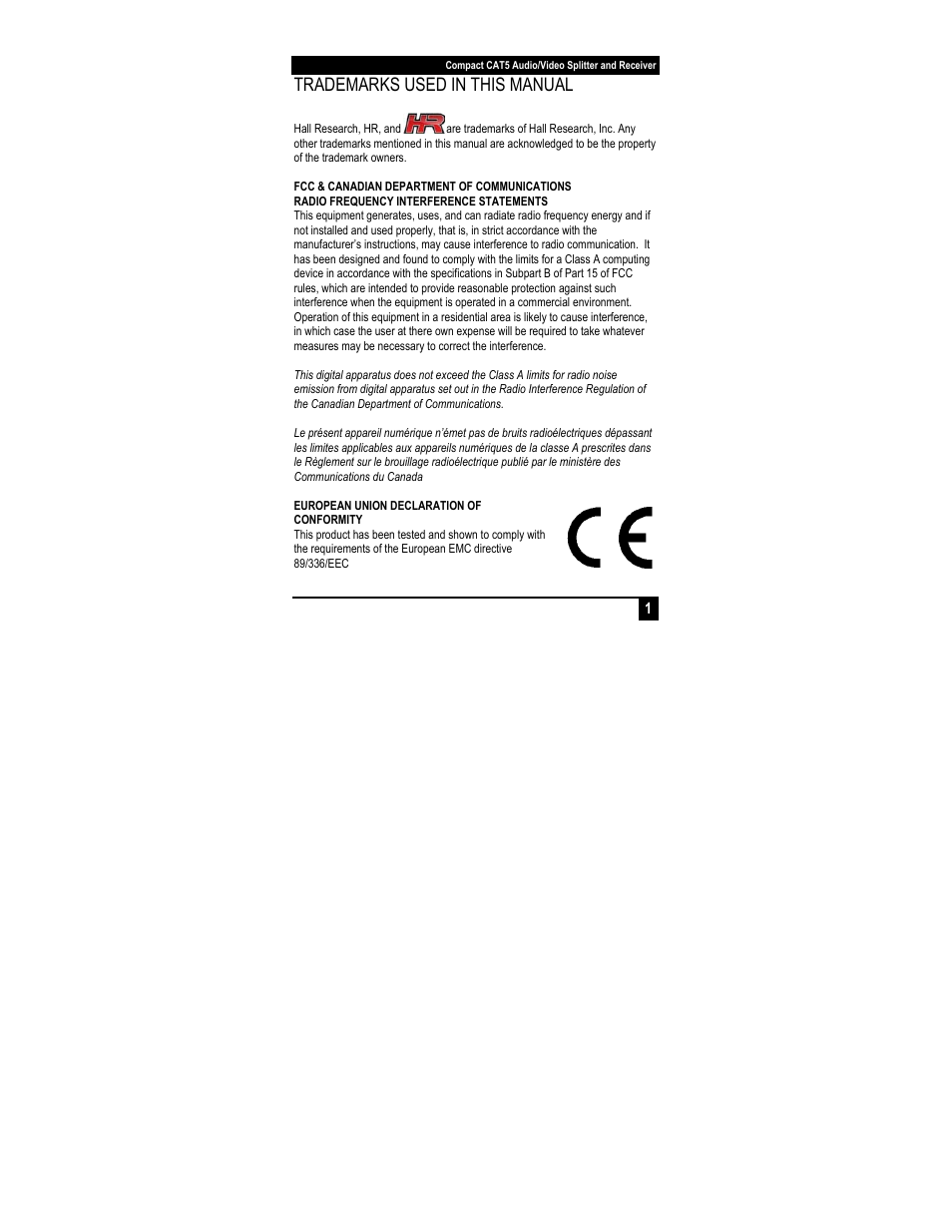 Trademarks used in this manual | Hall Research UVA-24 User Manual | Page 3 / 16