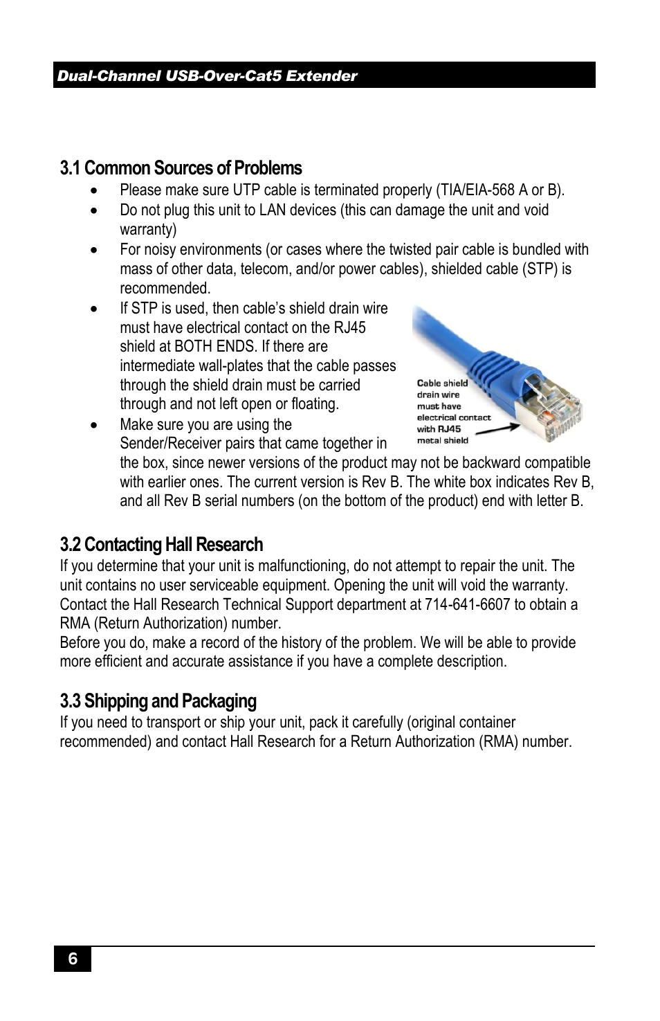 Troubleshooting, Ommon, Ources of | Roblems, Ontacting, Esearch, Hipping and, Ackaging, 1 common sources of problems, 2 contacting hall research | Hall Research UU-2X4 User Manual | Page 8 / 12