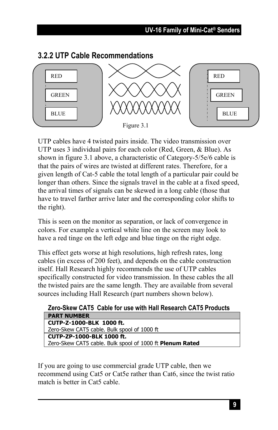 2 utp cable recommendations | Hall Research UV232-16X User Manual | Page 11 / 16