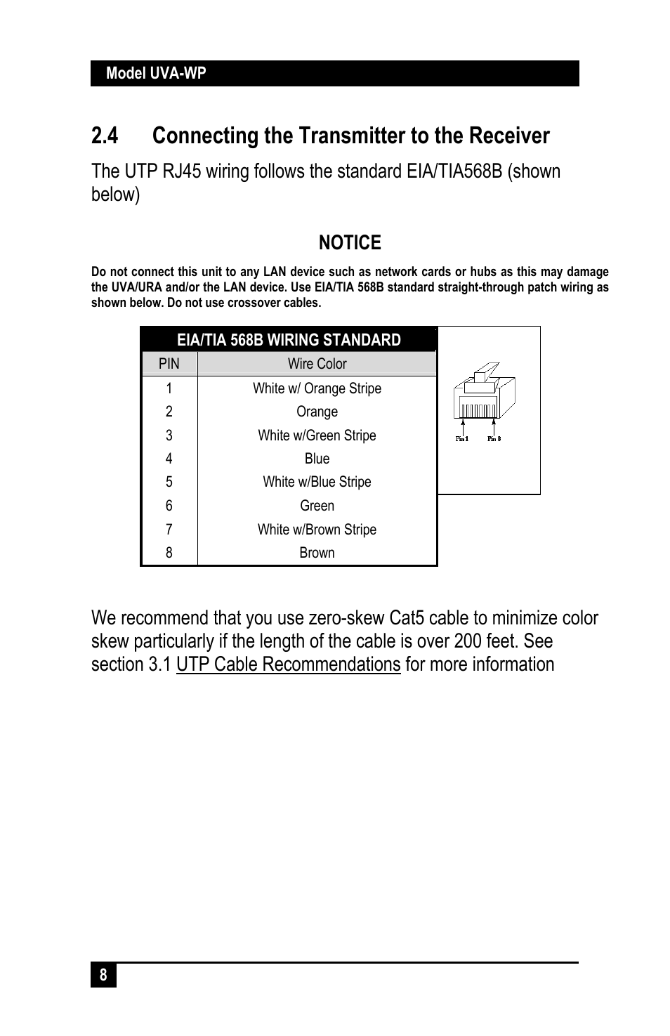 4 connecting the transmitter to the receiver | Hall Research UVA-WP User Manual | Page 10 / 20