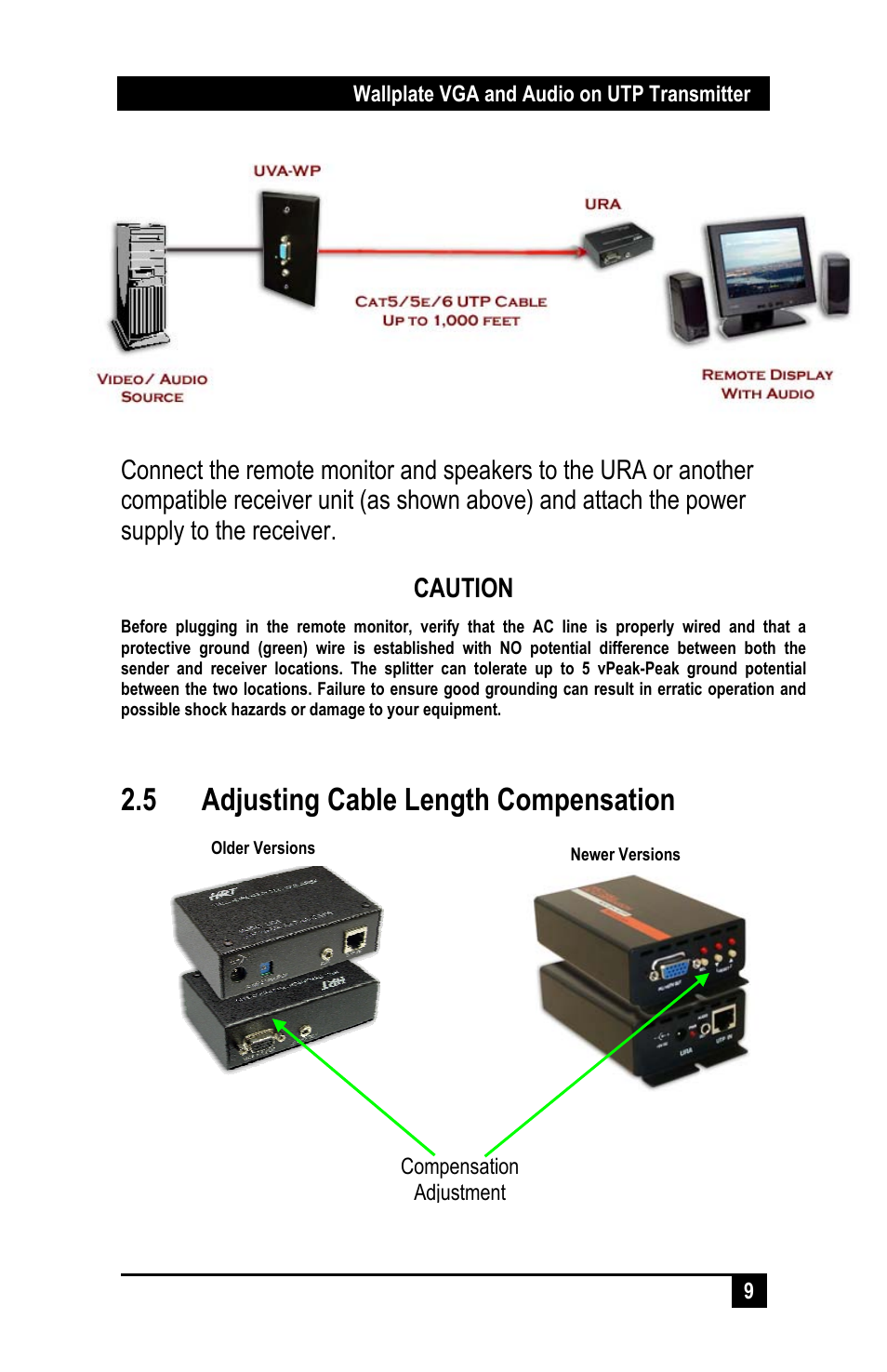 5 adjusting cable length compensation | Hall Research UVA-WP User Manual | Page 11 / 20