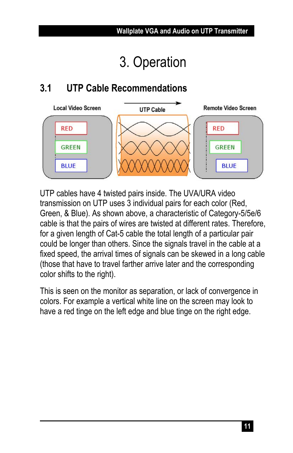 Operation, 1 utp cable recommendations | Hall Research UVA-WP User Manual | Page 13 / 20