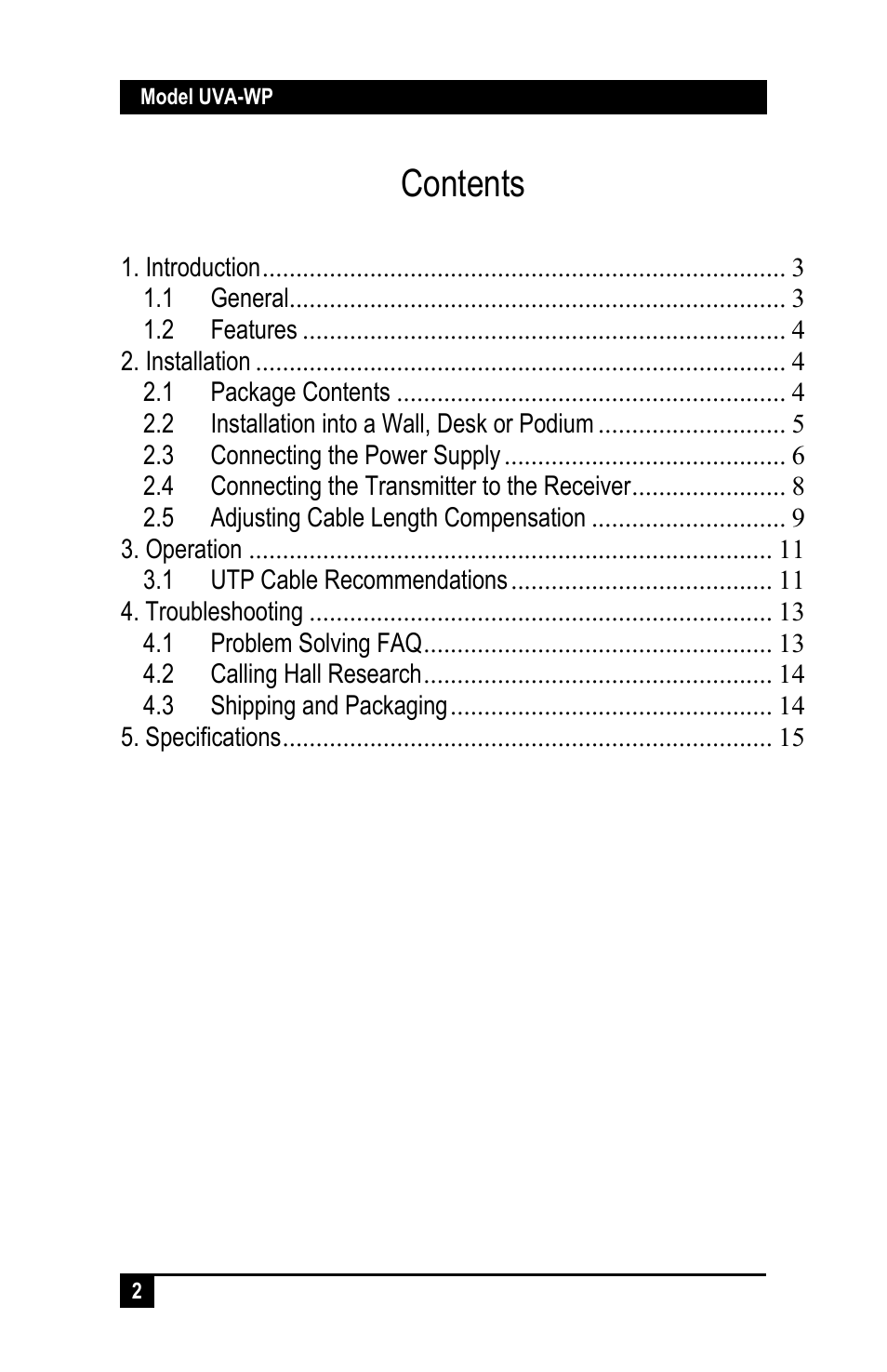 Hall Research UVA-WP User Manual | Page 4 / 20